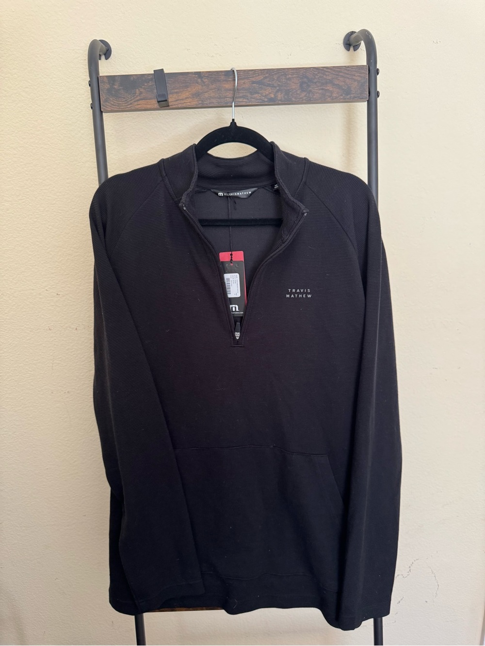 Travis Mathew Black Quarter-Zip Performance Pullover Size M